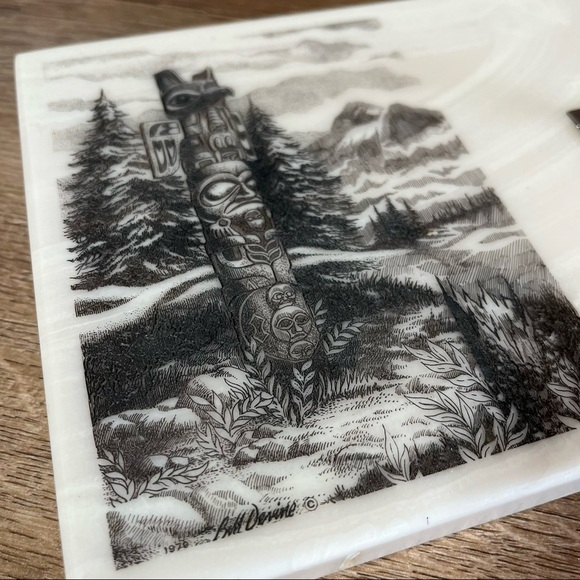Bill Devine Etched Marble Desk Pen Holder‎ 1979 Vintage Totem Alaskan - Picture 3 of 10